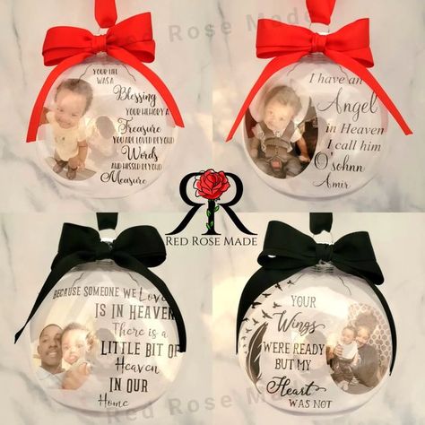 Memorial Christmas Ornaments, Monogrammed Christmas Ornaments, Picture Ornaments, Custom Memorial, Decoration Photo, Transparent Paper, Remembrance Gifts, Angels In Heaven, Memorial Ornaments