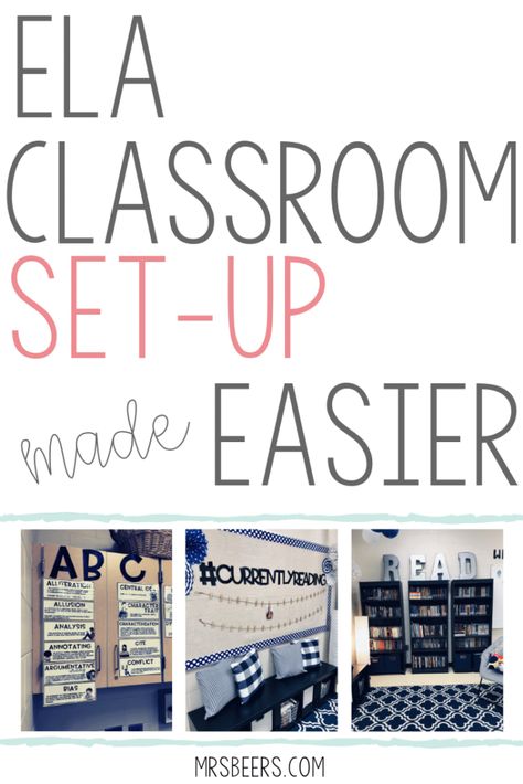 ELA Classroom Setup Made Easier... If you are looking to make the most of your classroom space before your students arrive on the first day of school, take a look at these simple and manageable ideas. Literacy Classroom Setup, Classroom Set Up Ideas Layout Middle School, Third Grade Ela Classroom Setup, Simple Elementary Classroom Decor, Simple Classroom Decor Middle School, 5th Grade Reading Classroom Setup, Ela Middle School Classroom Setup, Intermediate Classroom Decor, Classroom Themes Upper Elementary