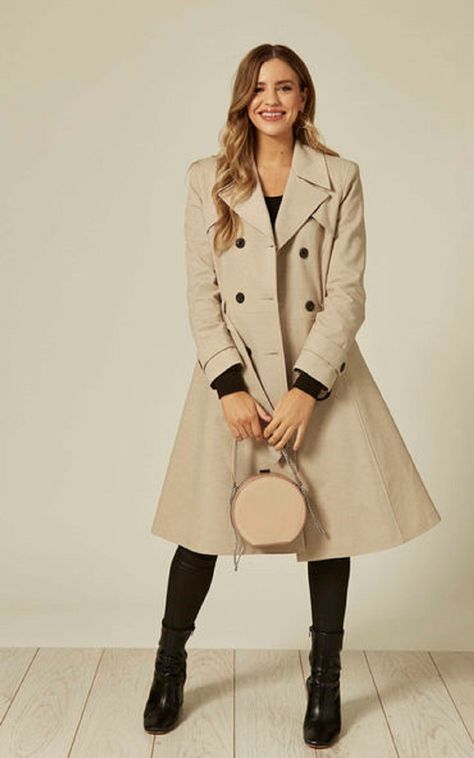 Anastasia - womens spring belted trench coat  perfect for walks on those rainy days. Made in england  65% polyester 33% viscose 2 % elastane  machine washable  raincoat  long sleeve  inverted pleats in the back and storm flaps  length: 100cm  bust: 104cm size 10, wasit: 90cm for size 10. Winter, Staycation, Party, Going Out, Basic, Long Sleeve, A-Line Rain Mac, Long Rain Coat, Belted Trench Coat, Raincoats For Women, Rainy Days, Unique Fashion, Fashion Collection, Fitness Models, Trench Coat