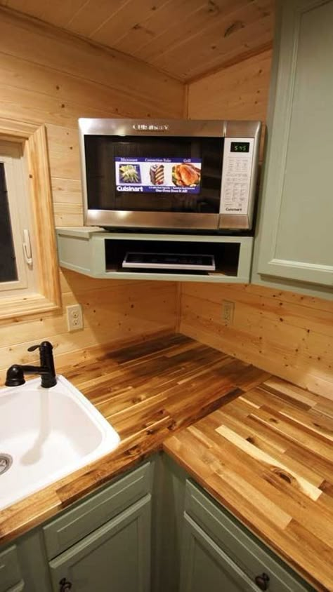 Tiny House Appliances, Convection Microwave, Outdoor Kitchen Appliances, Tiny Home Ideas, Tiny House Kitchen, Tiny House Movement, Tiny Cabin, Diy Camper, Tiny Spaces