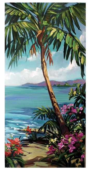 Steve Barton Art | Shop Online | Marcus Ashley Gallery Beach Mural, Beach Paintings, Painting Study, Tropical Painting, Foto Langka, Palm Trees Painting, Acrylic Painting Ideas, Painting Ocean, Simple Acrylic