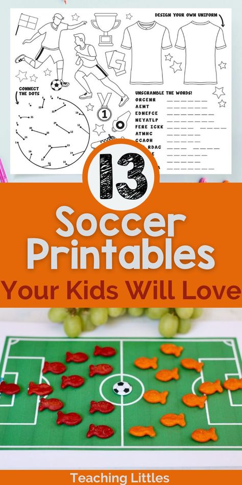 Soccer Projects For School, Games For Soccer Party, Soccer Bingo Printable Free, Soccer Theme Party Games, Soccer Birthday Activities, Soccer Theme Birthday Party Games, Soccer Party Games Activities, Free Soccer Printables, Soccer Party Games For Kids