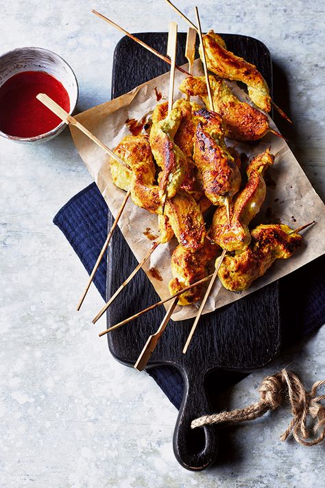 Sabrina Ghayour's turmeric chicken kebabs recipe – YOU Magazine Sabrina Ghayour, Turmeric Chicken, Glazed Sweet Potatoes, Chicken Kebab Recipe, Chicken Kebab, Shish Kebab, Fresh Turmeric, Chicken Marinade, Sweet Chilli Sauce