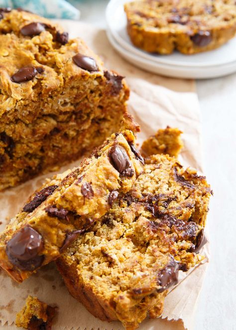 Healthy and hearty Pumpkin Banana Chocolate Chip Bread is a great way to ease… Banana Oatmeal Bread, Banana Chocolate Chip Bread, Chocolate Chip Bread Recipe, Pumpkin Banana Bread, Facebook Recipes, Chocolate Chip Bread, Oatmeal Bread, Pumpkin Chocolate Chip Bread, Pumpkin Banana