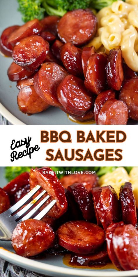 Baked BBQ Sausage Easy Weeknight Dinners Aldi, Baked Easy Recipes, Aldi Dinner Ideas, Bbq Sausage, Sausage Recipes For Dinner, Smoked Sausage Recipes, Dinner Quick, Fast Dinner Recipes, Sausage Recipe