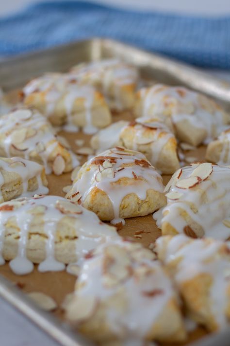 Easy Almond Cream Scones - Handmade Farmhouse Coconut Cream Scones, Scones Using Heavy Cream, Farmhouse On Boone Scones, Almond Scones With Almond Paste, Almond Cream Scones, Lemon Cream Scones, Easy Vanilla Scones, Almond Scones Recipe Easy, Types Of Scones