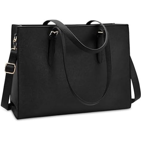 Amazon.com: Laptop Bag for Women 15.6 inch Laptop Tote Bag Leather Computer Briefcase for Work Waterproof Handbag Shoulder Bag Women Business Office Bag Black : Electronics Office Handbags, Laptop Bags For Women, Computer Tote Bag, August Outfits, Tote Bag Business, Work Bags Laptop, Corporate Baddie, Laptop Tote Bag, Bag Business