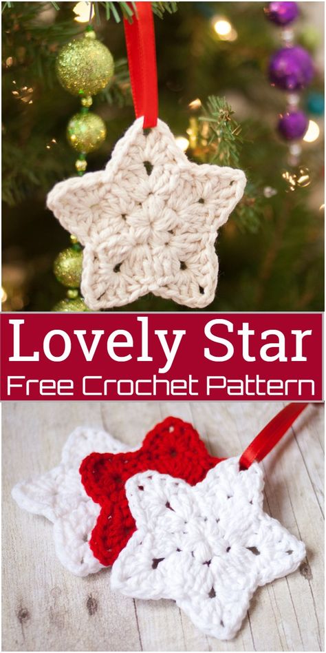 These crochet star patterns are incredibly easy to make, just two short rounds and your star is done. You can make some stars to hang on your Christmas tree, attach them to special gifts, or work up for your home decoration. You are free to choose any pattern for anything. Crochet Star Pattern, Crochet Star Patterns, Crochet Christmas Ornaments Free, Crochet Ornament Patterns, Snowflake Patterns, Crochet Snowflake, Crochet Star, Easy Knitting Projects, Crochet Xmas