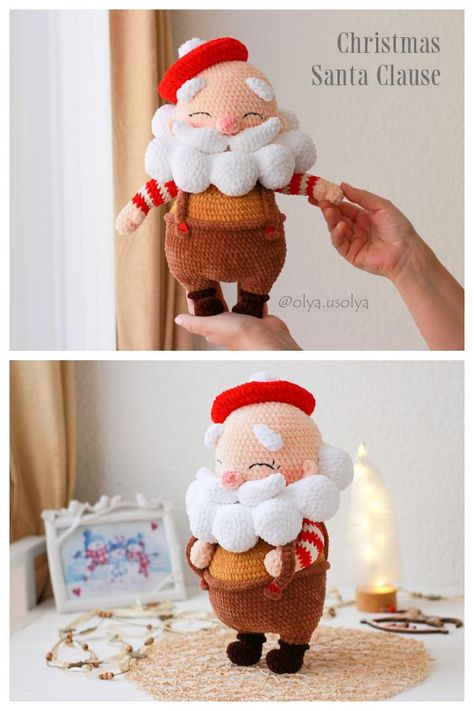 Chunky Yarn Crochet Pattern, Chunky Yarn Crochet, Crochet Mignon, Crochet Santa, Holiday Crochet, Crochet Christmas Ornaments, Christmas Crochet Patterns, Santa Clause, Crochet Toys Patterns