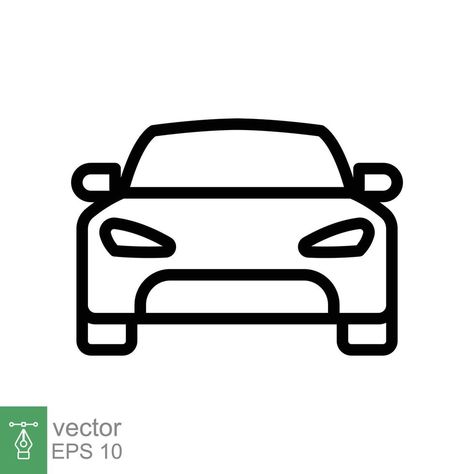 Car Line Illustration, Car Drawing Simple, Car Line Drawing, Simple Car Drawing, Car Symbol, Car Outline, Car Symbols, Car Clipart, Car Icon