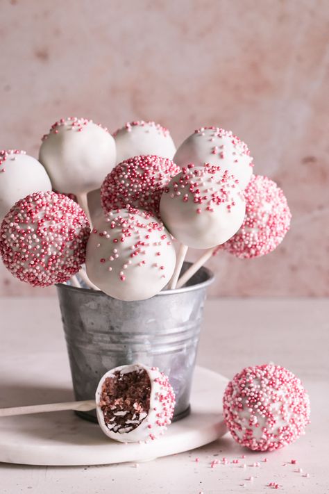 No-Bake Cherry Cake Pops - Healthy Little Vittles Gf Cake Pops, Cake Pops Healthy, Cake Pops With Almond Bark, Cherry Blossom Cake Pops, Cherry Chip Cake Pops, Perfect Round Cake Pops, No Bake Cake Pops, Store Bought Frosting, Cherry Vanilla