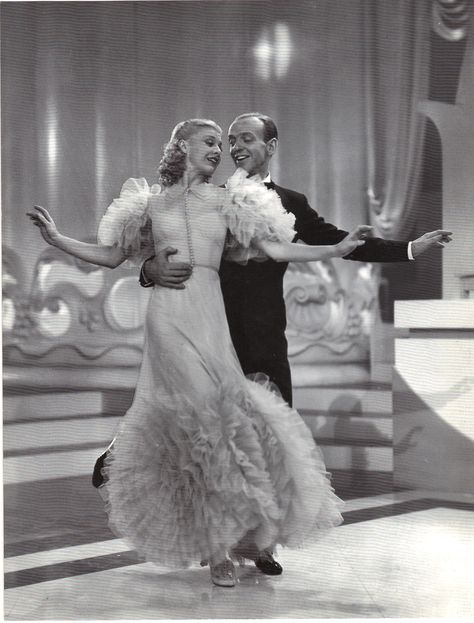 Ginger Rogers wearing a dress made to twirl in with Fred Astaire Swing Time Fred And Ginger, Ginger Rogers, Shall We Dance, Katharine Hepburn, Partner Dance, Fred Astaire, Lucille Ball, Rita Hayworth, Judy Garland