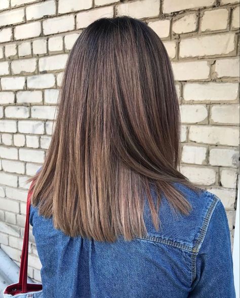 Brown Mid Length Hair Straight, Long Shoulder Length Hair Straight, Straight Mid Length Haircuts, Mid Shoulder Length Hair Straight, Haircuts Chest Length, Mid Length Haircut For Straight Hair, Medium Length Haircut Brunette Straight, Medium Length Haircut One Length, Armpit Length Haircut Straight