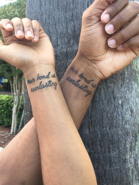 Siblings tattoo! Black Brother And Sister Tattoo Ideas, Family Tattoo Ideas Sibling, Brother And Sister Tattoo Ideas Quotes, Sibling Quote Tattoos, Tattoo For Brother Sibling, Matching Sister Tattoos Black Women, Oldest Sibling Tattoo, Matching Tattoos Sister And Brother, Matching Uncle And Niece Tattoos