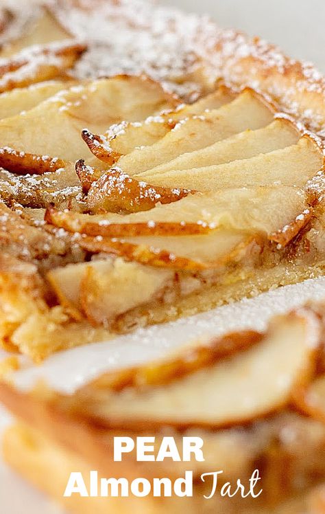 Pear Frangipane Tart, Pear Tart Recipe, Sweet Pie Crust, Pear And Almond Tart, Pear Dessert Recipes, Pear Almond, Pear Dessert, Almond Tart, Frangipane Tart