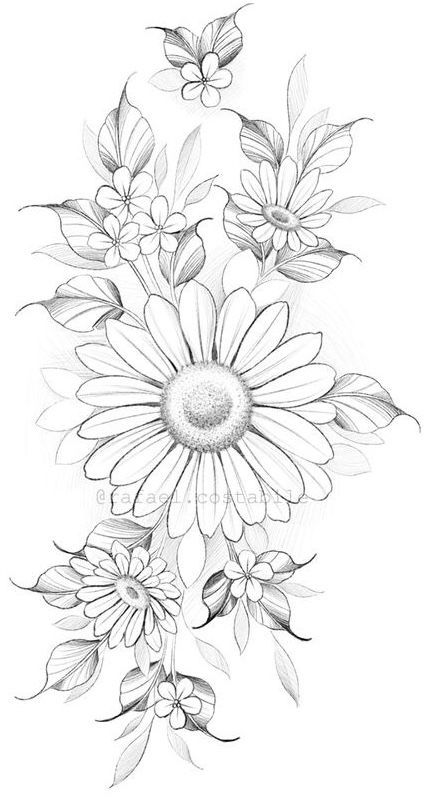 Beautiful Spine Tattoos, Sunflower Sketches, Daisy Tattoo Designs, Floral Back Tattoos, Butterfly Tattoos On Arm, Dragon Tattoo Ideas, Chest Tattoo Ideas, Spine Tattoo Ideas, Rose Drawing Tattoo