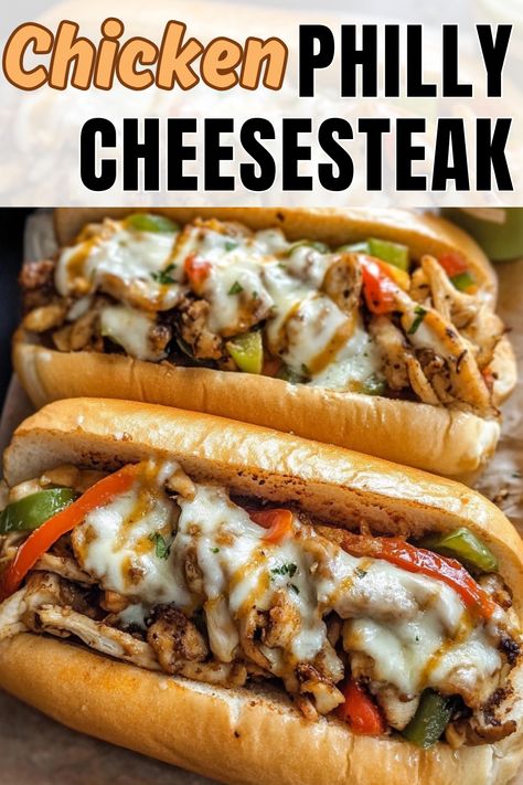 Chicken Philly Cheesesteak Philly Cheese Chicken Crock Pot, Chicken Crockpot Recipes Sandwich, Hoagie Roll Sandwiches, Philly Cheese Steak With Chicken, Chicken Cheesesteak Seasoning, Chicken Philly Recipe, Chicken Cheesesteak Sandwich, Chicken Phillies Cheesesteak, Healthy Chicken Cheesesteak