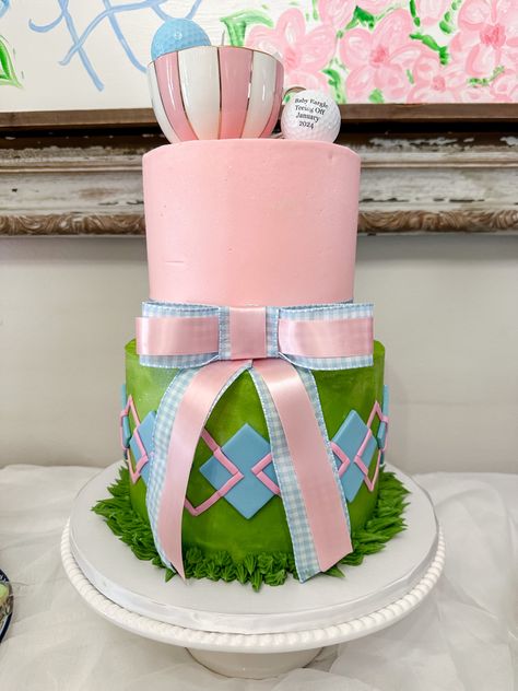 Golf Gender Reveal Cake, Tee Time Or Tea Party Gender Reveal, Tea Party Gender Reveal, Golf Gender Reveal, Gender Reveal Themes, Gender Reveal Cake, Baby Gender Reveal, Reveal Ideas, Baby Gender