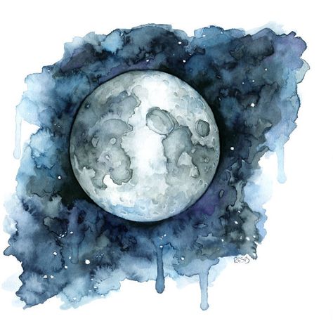 Watercolor Moon Painting Print titled, "Goodnight Moon Moon, Moon... ($12) ❤ liked on Polyvore featuring home, home decor, wall art, art, artsy, backgrounds, filler, full moon painting, moon wall art and star home decor Watercolor Night Sky, Painting Moon, Goodnight Moon, Night Sky Painting, Moon Luna, Full Moon Night, Sky Stars, Star Wall Art, Moon Moon