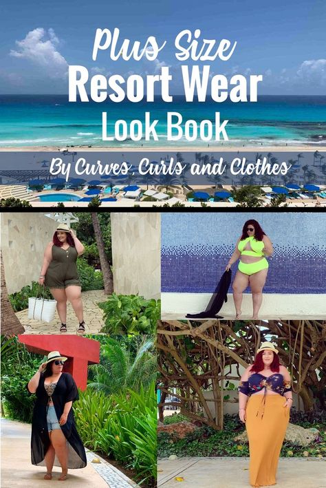 Plus Size Tropical Vacation Look Book. Outfit ideas for your tropical getaway! Plus size resort wear! By Blogger Curves, Curls and Clothes Mexico Vacation Outfits Plus Size, Resort Wear Plus Size, Plus Size Cruise Outfits, Vacation Outfits Plus Size, Beach Outfits Women Plus Size, Beach Outfits Women Vacation, Plus Size Resort Wear, Plus Size Beach Outfits, Plus Size Beach Wear