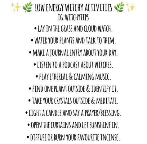 Low energy witchy activities Budget Witchcraft, Energy Witch, Witches Broom, Witchy Tips, Broom Closet, Energy Activities, Witch Spirituality, Oh My Goddess, Tarot Tips