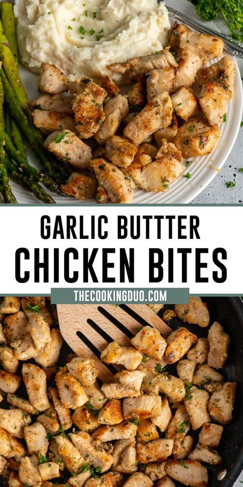 Garlic butter chicken bites on a plate. Ayam Mentega, Fast Dinner Recipes, Healthy High Protein Meals, Easy Chicken Dinner Recipes, Garlic Butter Chicken, Easy Healthy Meal Prep, Chicken Bites, Health Dinner Recipes, Chicken Dishes Recipes