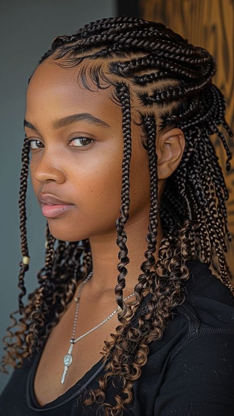 24 Medium Knotless Braids with Bouncy Curly Ends for Regal Charm Braiding Techniques, Bob Braids Hairstyles, Short Box Braids Hairstyles, Short Box Braids, Box Braids Hairstyles For Black Women, Quick Braided Hairstyles, Twist Braid Hairstyles, Short Braids, Hair Twist Styles