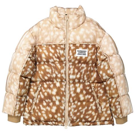 NWT $1790 Burberry Goose Down Barwick ECONYL Deer Print Puffer Jacket Honey L. Deer Print, Stand Up Collar, Print Coat, Fashion Fits, Fashion Line, Dream Clothes, Puffer Jacket, Fashion Inspo Outfits, Stand Up