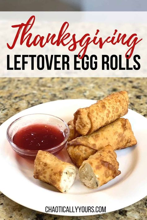 Leftover Thanksgiving Egg Rolls, Cranberry Sweet And Sour Sauce, Thanksgiving Egg Rolls Air Fryer, Turkey Cinnamon Rolls Thanksgiving, Homemade Chicken Egg Rolls, Sweet Potato Egg Rolls, Thanksgiving Roll Ups, Thanksgiving Egg Rolls, Turkey Egg Rolls