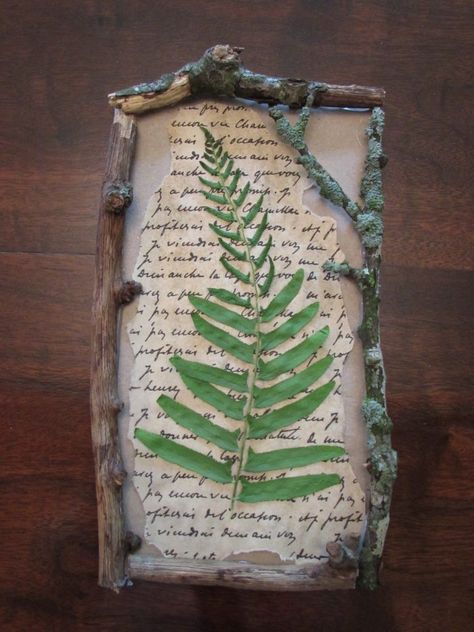 Pressed Fern Leaf in Twig Frame Twig Frame Diy, Preserved Leaf Art, Dried Fern Decor, Pressed Leaf Crafts, Pressed Fern Art, Diy Nature Wall Art, Diy Nature Art, Pressed Dried Flowers Ideas, Nature Crafts To Sell