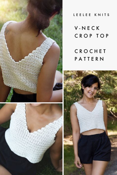 Free Easy Crochet Top Patterns For Beginners, Crochet Top Stitch, Crochet Tied Top, Easy Crop Top Crochet, Free Sewing Patterns For Beginners Woman, V Neck Crochet Top Pattern, Crochet Edm Outfit, Free Crochet Crop Top Patterns For Women, Free Crochet Pattern Summer Top