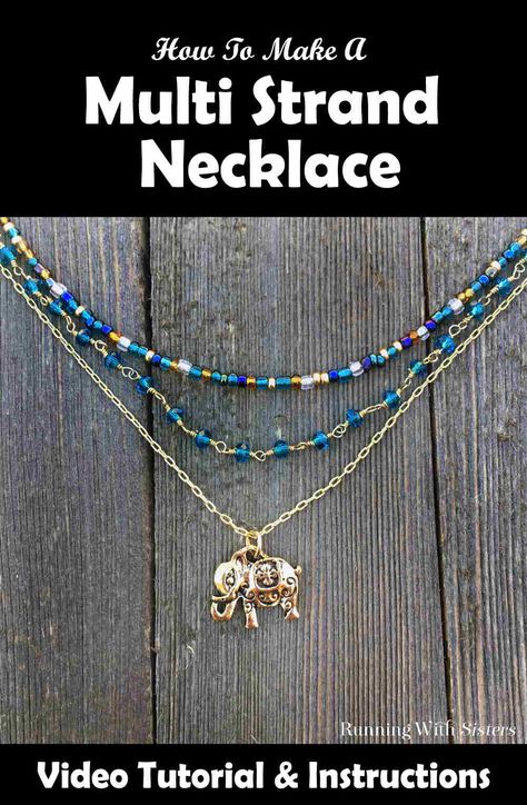 Multi Strand Charm Necklace Statement Necklace Diy, Simple Charm Necklace, Diy Statement Necklace, Charm Necklace Diy, Diy Necklaces Tutorial, Triple Layer Necklace, Layered Beaded Necklaces, Three Strand Necklace, Multi Strand Beaded Necklace