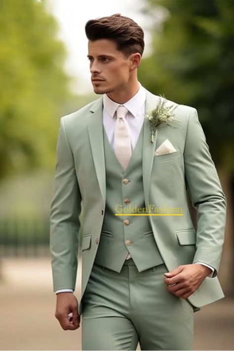 This is a Classy 3 Piece Suit by GoldenfashionStore /crafted from high quality fabric and imported materials. Our products are handcrafted by experienced tailors who make sure the that the stitching is precise, lining is proper and the overall product is sturdy enough to not go out of shape for more than a few years. Also all our products have extra margins in their length, sleeves, sides so it's easily alterable if your size changes after some time. To see more available colours and designs in Elegant Suits Men, Suits Men Wedding, Green Tux, Suits Groomsmen, Men Wedding Suits, Wedding Suits Groomsmen, Suits Groom, Wedding Suits Groom, Suits Men