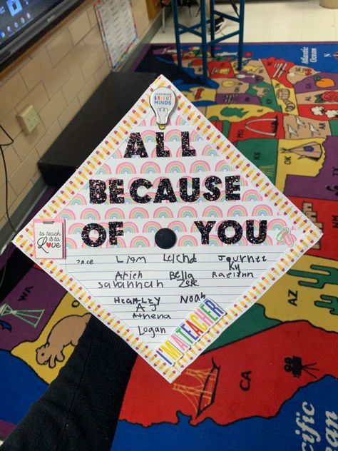 Pe Teacher Graduation Cap, Masters Cap Decoration Teacher, Masters Education Graduation Cap, Teacher Masters Graduation Cap, Teacher Graduation Stole Ideas, Graduation Teacher Cap Ideas, Masters Graduation Cap Education, Masters In Education Graduation Pictures, Grad Cap Ideas For Teachers