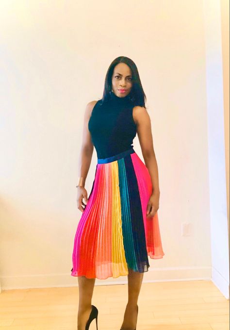 Rainbow pleated skirt look fashion chic J. Crew Rainbow Skirt, Fashion Chic, Look Fashion, Pleated Skirt, Waist Skirt, Chic Style, High Waisted Skirt, J Crew, High Waisted