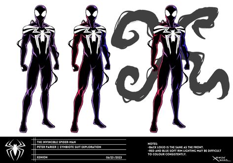 Symbiote Spiderman Design, Spiderman Oc Template, Peter Parker Redesign, Spider Man Designs, Symbiote Spiderman Redesign, Symbiote Oc Art, Symbiote Suit, Spiderman Poses, Spiderman Characters