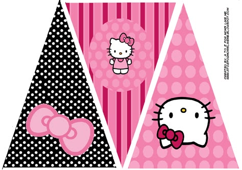 Hello Kitty Birthday Party Banner.  This is one of 2 printable designs for a Hello Kitty Banner. Hello Kitty Party Printables, Hello Kitty Birthday Banner, Hello Kitty Banner, Kitty Banner, Hello Kitty Baby Shower, Hello Kitty Theme Party, Kitty Birthday Party, Birthday Banner Template, Images Hello Kitty