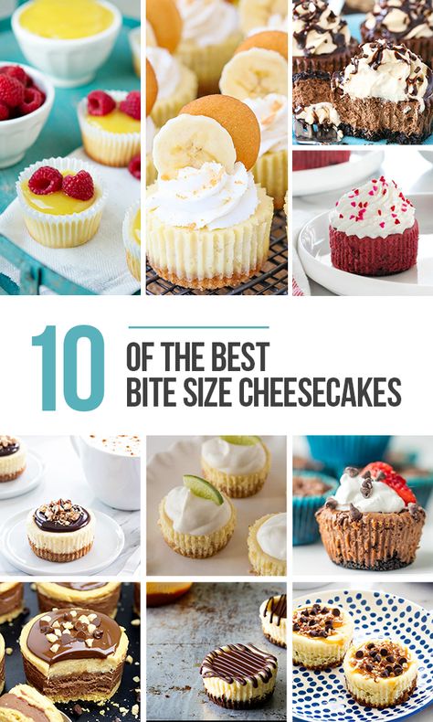 Desserts Mini, Mini Lemon Cheesecakes, Mini Cheesecake Bites, Banana Cream Cheesecake, Mini Dessert Recipes, Banana Pudding Cheesecake, Mini Cheesecake Recipes, Banana Cheesecake, Dessert Bites