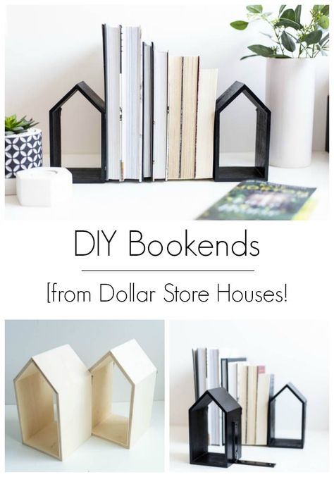 Love these DIY bookends! An easy budget-friendly DIY to help you organize your life, that uses simple dollar store houses. Love the modern look of this simple DIY home decor! #organization #DIY #moderndecor #bookends Bookends Ideas Diy, Book End Ideas, Diy Book End, Hygge Nook, Bookends Diy, Macaroni Necklace, Home Decor Organization, Diy Bookends, Koti Diy