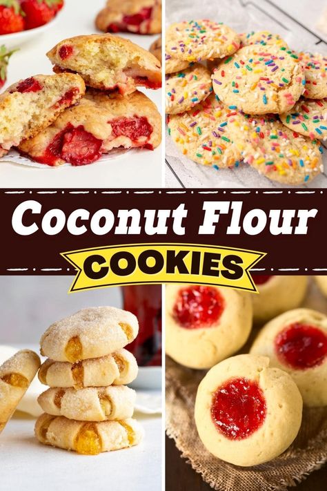 Low carb and packed with fiber, these coconut flour cookies are almost healthy! That said, they're just as decadent and sweet as any cookie out there. Low Carb Coconut Cookies, Coconut Flour Christmas Cookies, Coconut Flour Cookies Recipes, Low Oxalate Desserts, Coconut Cookies Recipes Healthy, Healthy Coconut Flour Recipes, Coconut Flour Dessert Recipes, Coconut Flour Desserts, Coconut Flour Baking