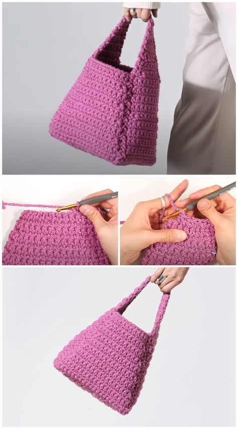 We are going to learn How to Crochet Manu bucket bag. This project is Great for beginners as it works up quickly and doesn’t split. It doesn’t take a lot of yarn, so more than likely, you’ll be able to find yarn in your stash to complete one. Hope you like this Bucket Bag, make as a small bag to bring out for tea and coffee with friends and family. It is lightweight and handy when you don’t feel like bringing a big purse out. Crochet Bag Pattern Tote, Modern Haken, Diy Tricot, Sac Diy, Free Crochet Bag, Hemma Diy, Mode Crochet, Crochet Bag Pattern Free, Bag Pattern Free