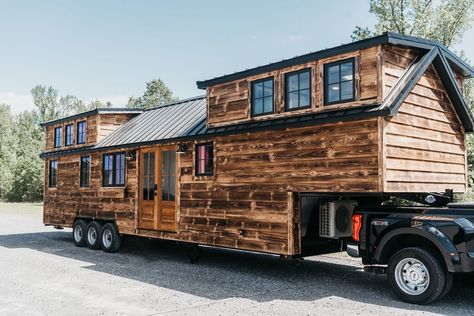 Timbercraft Tiny Homes Rustic Denali XL Model Timbercraft Tiny Homes Denali Xl, 2 Story Tiny House On Wheels, Tiny Home Trailer, Tiny Home Designs, Timbercraft Tiny Homes, Trailer House, Rustic Tiny House, Tiny House Big Living, Tiny House Talk