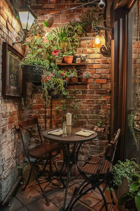 Small Patio Area Ideas for Every Budget - Quiet Minimal Tiny Patio Garden Ideas, Tranquil Patio Ideas, Small Patio Dining Ideas Outdoor, Front Yard Bistro Area, Outdoor Porch Decorating Ideas, Outdoor Small Patio Ideas, Small Patio Inspiration, Tiny Outdoor Patio Ideas, Small Back Patio Ideas