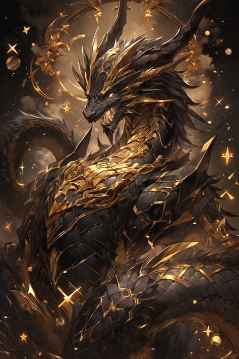 Black And Gold Dragon Art, Gold Wyvern, Gold Dragon Art, White And Gold Dragon, Golden Dragon Art, Chained Dragon, Black And Gold Dragon, Scream Christmas, Anime Harry Potter