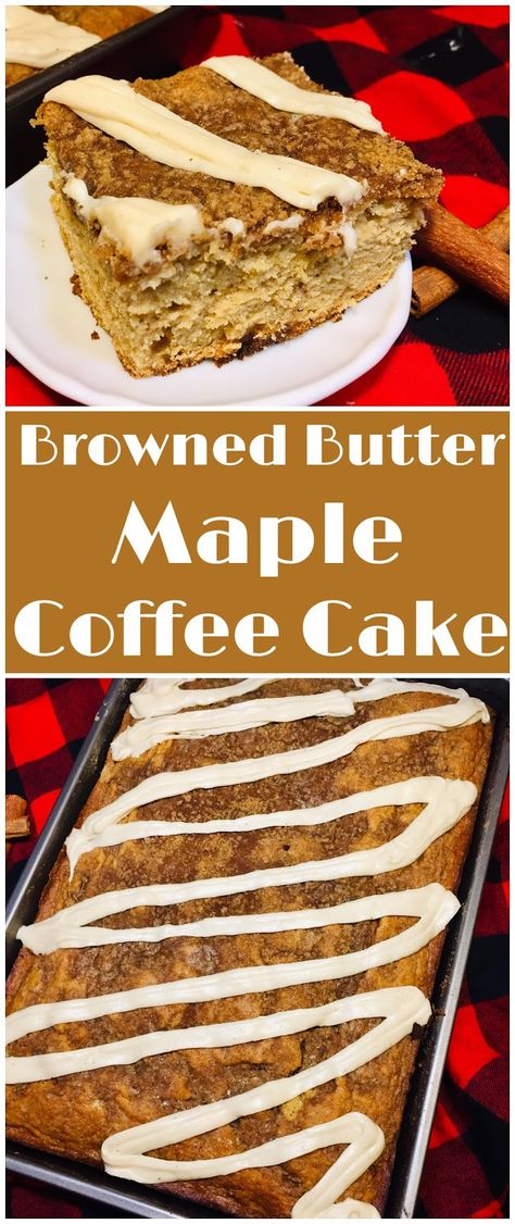 Browned Butter Maple Coffee Cake Maple Coffee Cake, Maple Desserts, Family Dessert Recipes, Maple Coffee, Dessert Cakes, Coffee Cake Recipe, Vegetarian Desserts, Breakfast Goodies, Browned Butter