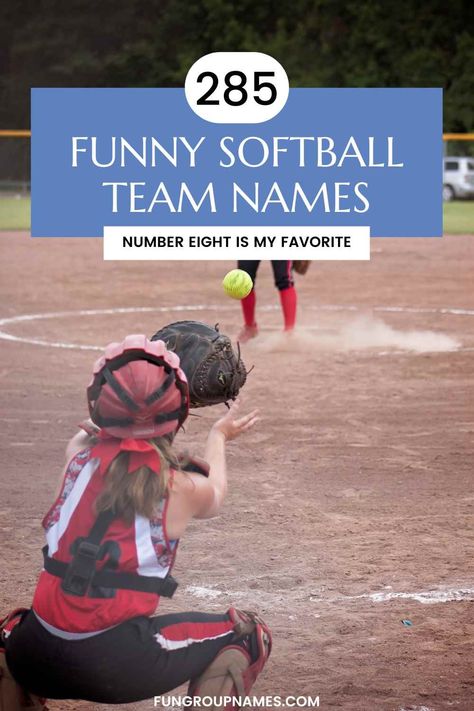 Explore 285+ funny softball team names in our ultimate guide. Perfect for adding fun and humor to your game! Find the ideal name today. Softball Team Mom, Softball Team Names, Kids Softball, Softball Funny, Top 20 Funniest, Slow Pitch Softball, Team Mom, Funny Names, Softball Team