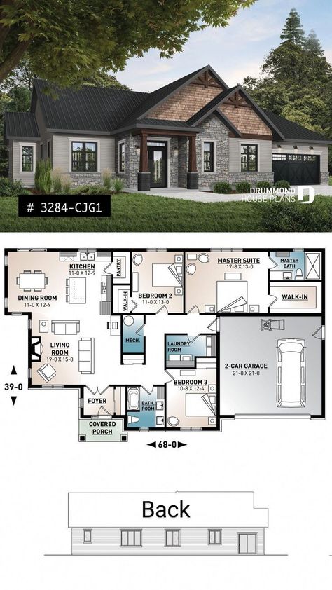 Bedroom Plan, Craftsman Bungalow, Craftsman Home, Casas The Sims 4, Sims House Plans, Brick Exterior House, Bungalow House Plans, Craftsman Style Homes, Country House Plan