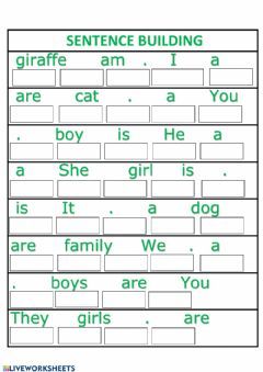 Build A Sentence Worksheet, Sentence Building Worksheets, अंग्रेजी व्याकरण, Verb To Be, English Grammar For Kids, Grammar For Kids, Sentence Building, English Activities For Kids, Worksheet For Kids