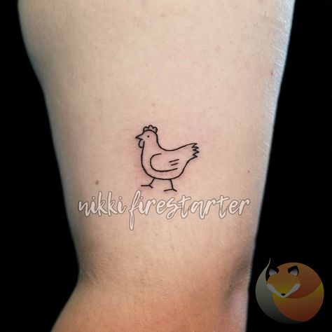 Lil Chicken Geometric Chicken Tattoo, Chicken Tattoos Small, Mama Hen And Chicks Tattoo, Chicken Feet Tattoo Ideas, Funny Chicken Tattoo, Cartoon Chicken Tattoo, Dainty Chicken Tattoo, Mini Chicken Tattoo, Rubber Chicken Tattoo