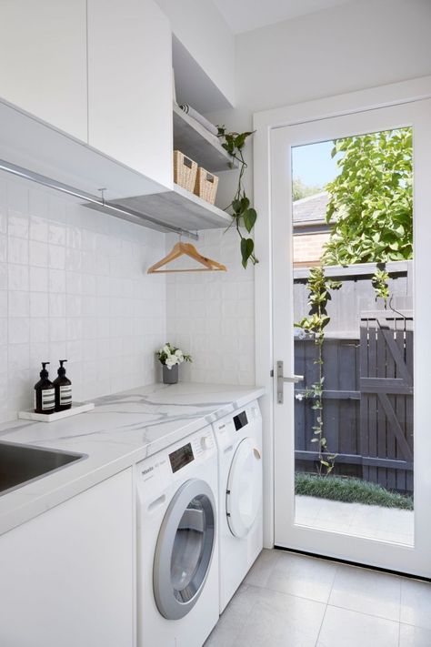 Malvern House - Projects - polytec Small Space Laundry Room, Laundry Room Quotes, Malvern House, Small Space Laundry, Narrow Laundry, Laundry Renovation, Projek Diy, Narrow Laundry Room, Small Laundry Room Makeover